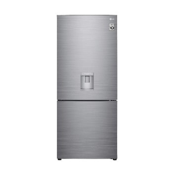 Vista frontal de Nevera LG Congelador Inferior 420L Plata Disp. agua   GB41WPP